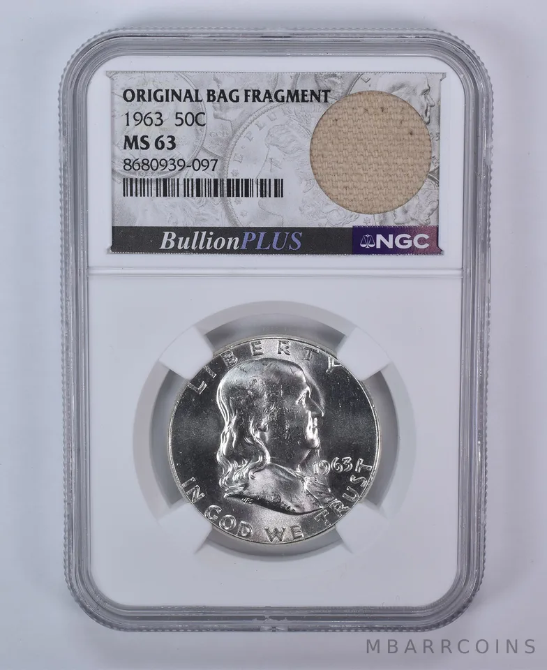 1963 Franklin Half Dollar Original Bag Fragment MS63 NGC