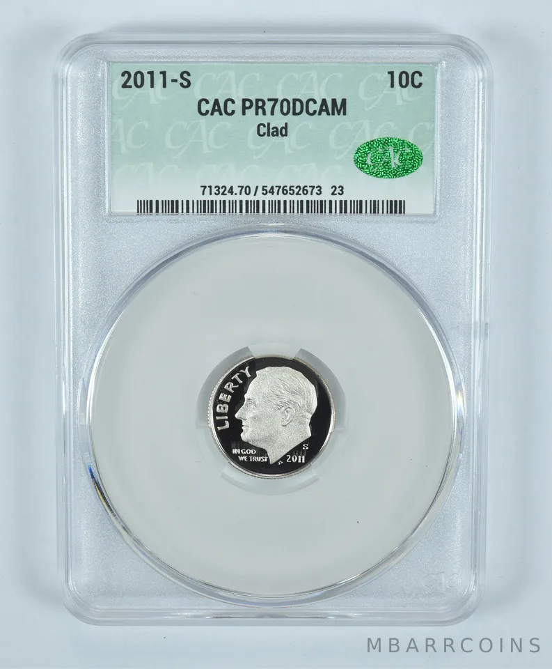 2011-S Roosevelt Dime CLAD PR70 DCAM CAC CACg
