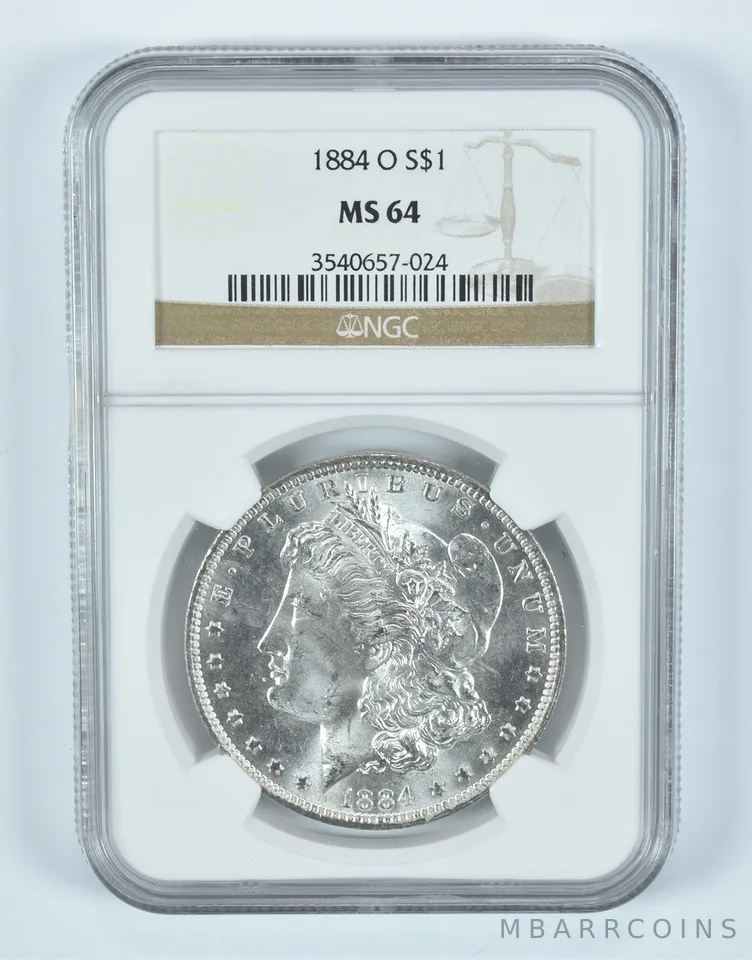 1884-O Morgan Silver Dollar MS64 NGC Brown Label