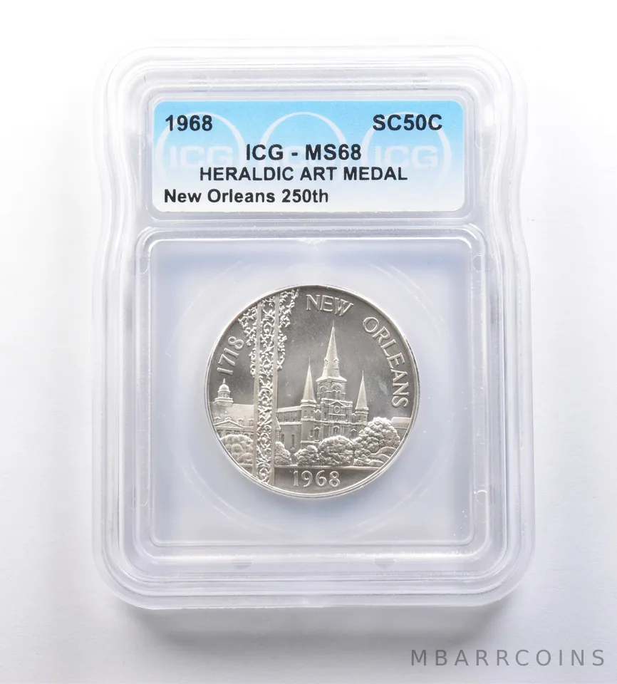 1968 So-Called Half Dollar New Orleans 250th MS68 ICG a7218