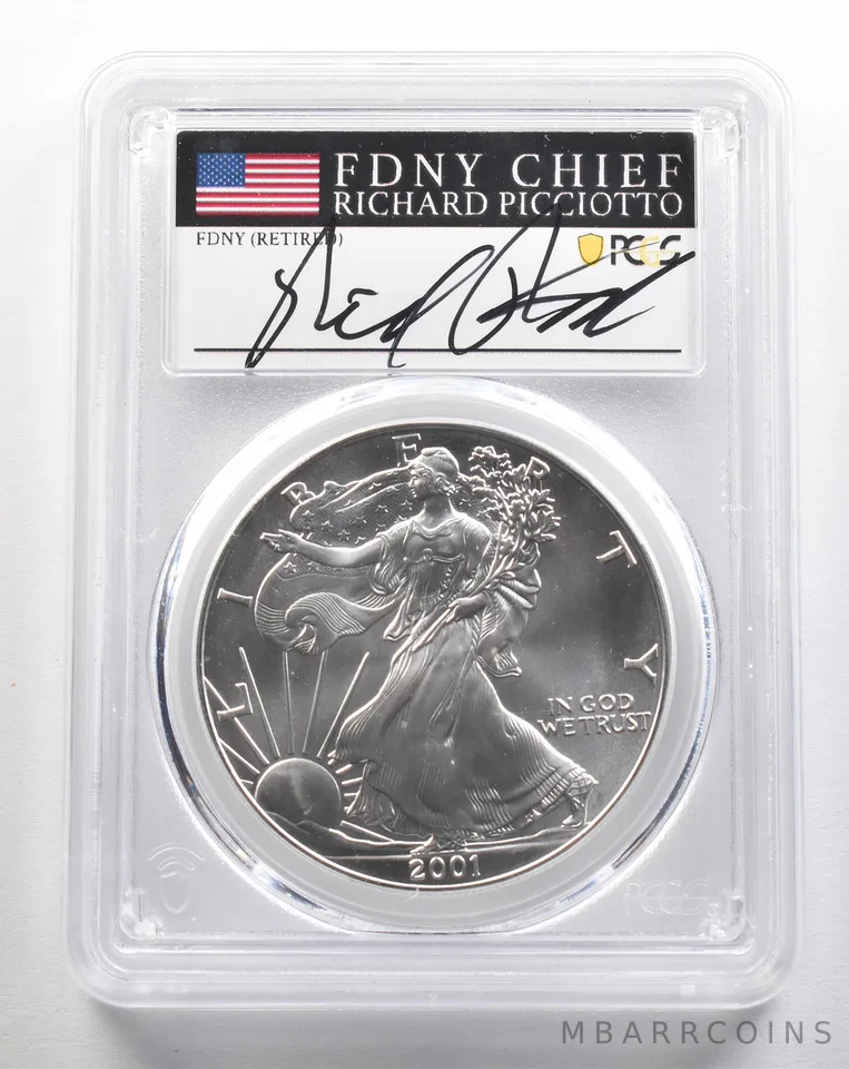2001 American Silver Eagle Richard Picciotto Signed MS69 PCGS *4361