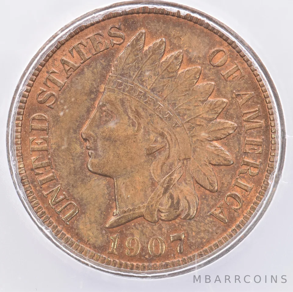 1907 Indian Head Cent MS64 RB ICG Beautiful Tone *1628