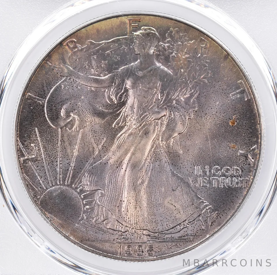 1986 American Silver Eagle MS66 PCGS Beautiful Tone *1421