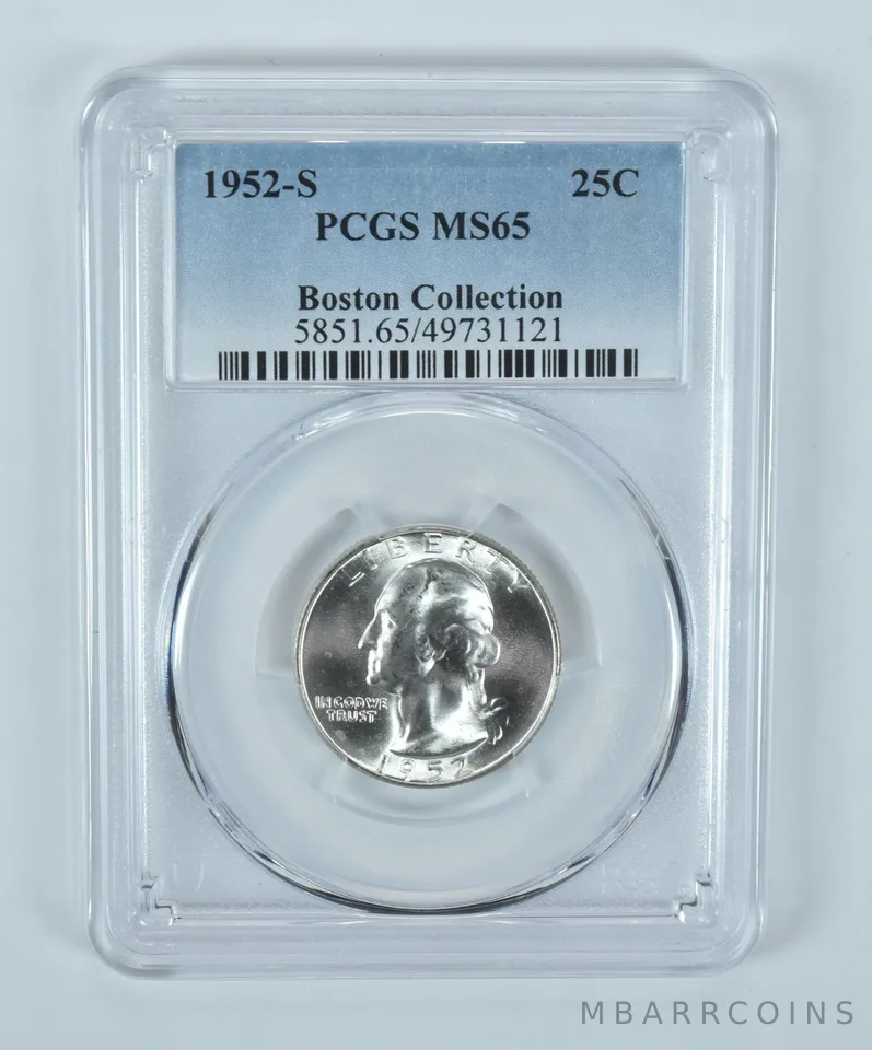 1952-S Washington Quarter Boston Collection MS65 PCGS Blue Label