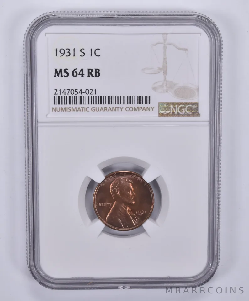 1931-S Lincoln Wheat Cent MS64 RB NGC a9097