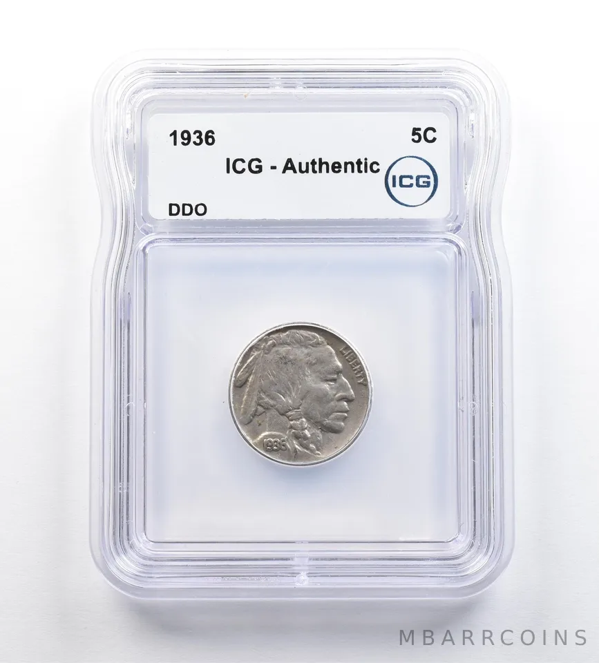 1936 Indian Head Buffalo Nickel DDO Authentic ICG *9176