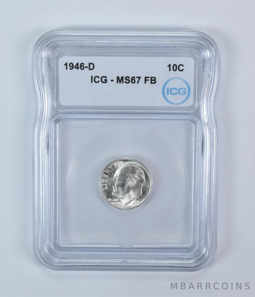 1946-D Roosevelt Dime MS67 FB ICG