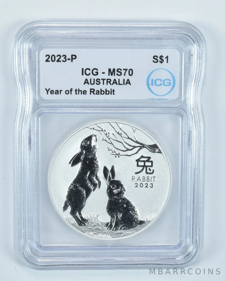 2023 P Australia 1 Dollar Silver Year Of The Rabbit MS70 ICG