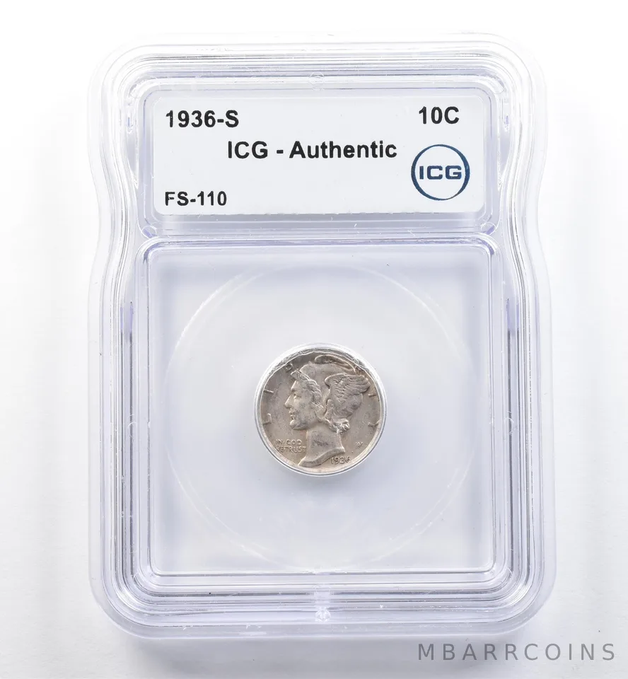 1936-S Mercury Dime FS-110 Authentic ICG *5990