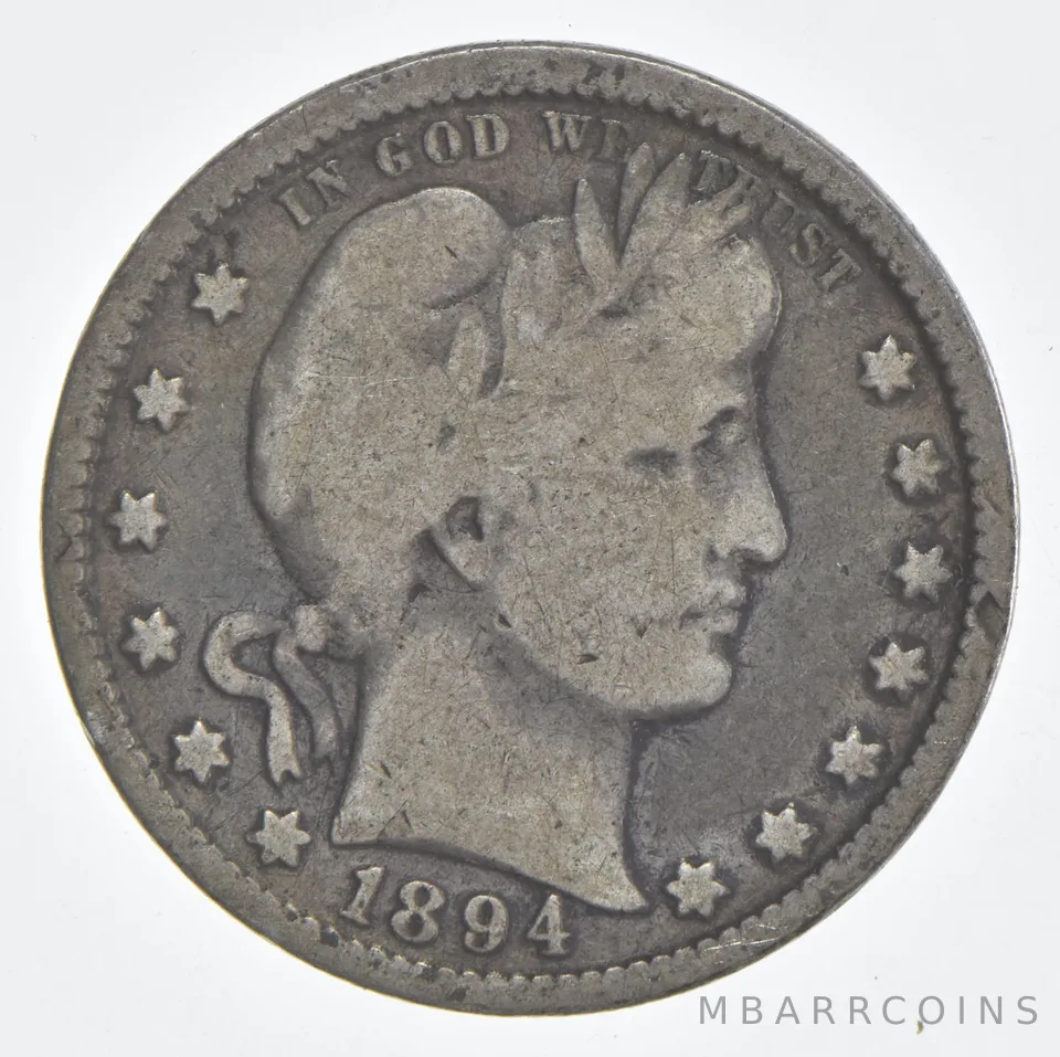 1894 (P) Barber Quarter 90% Silver VG Condition