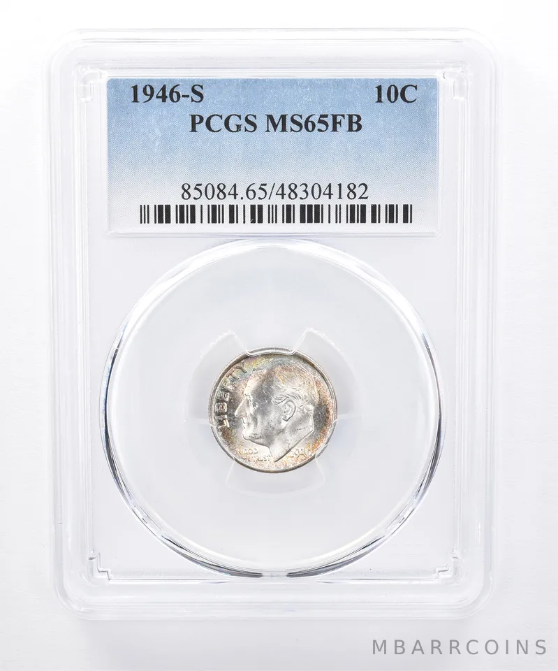 1946-S Roosevelt Dime MS65 FB PCGS Beautiful Sheen *8391