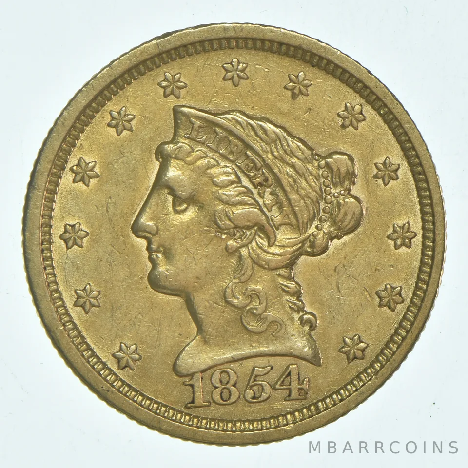 1854 $2.50 Liberty Head Gold Quarter Eagle a9370