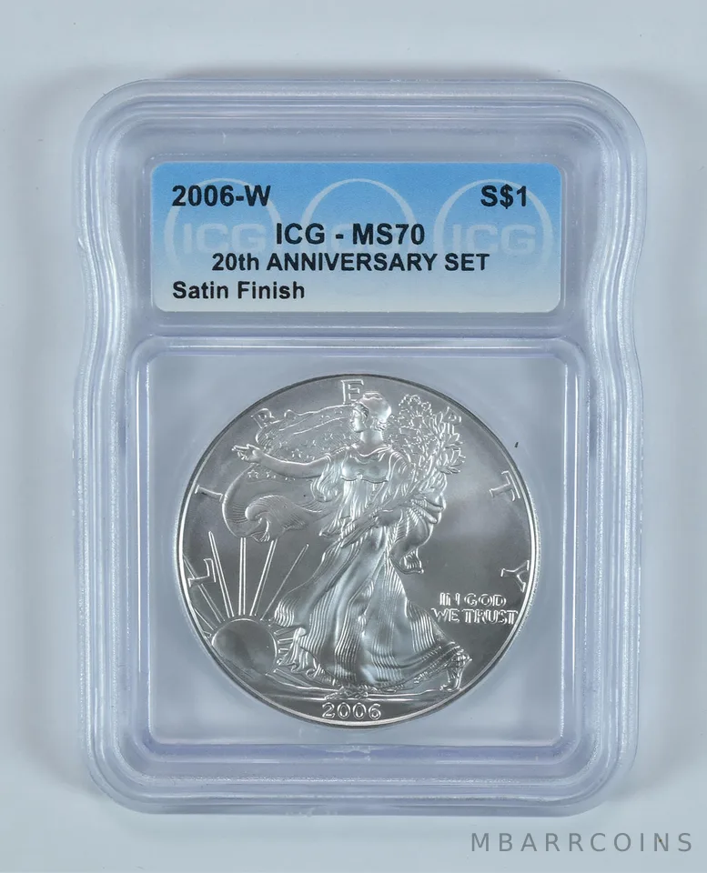 2006-W Burnished Silver Eagle Anniversary Set MS70 ICG