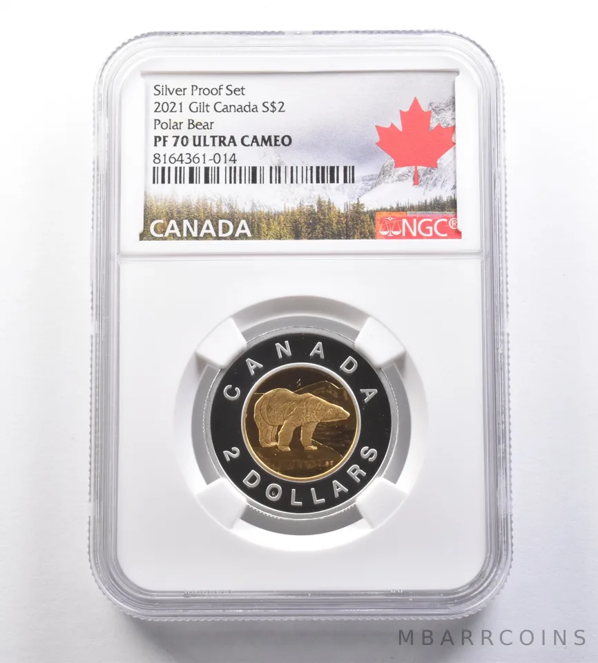 2019 Canada 2 Dollars Gilt Silver Proof Set Polar Bear PF70 UCAM NGC *7118
