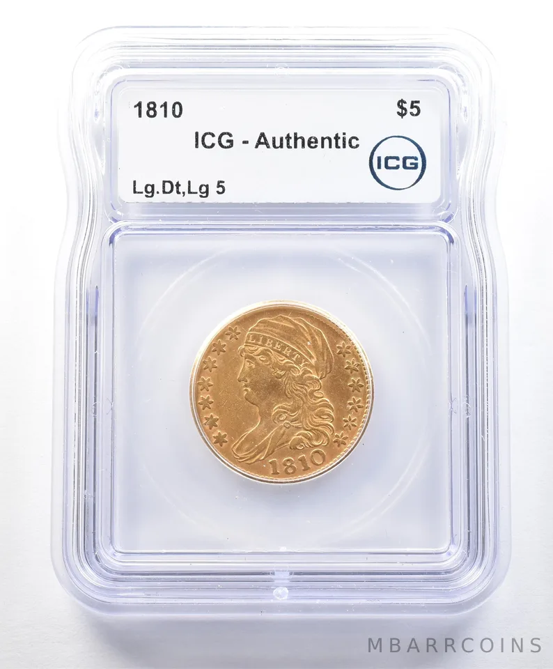 1810 $5 Classic Head Gold Half Eagle Large Date Large 5 Authentic ICG *9002