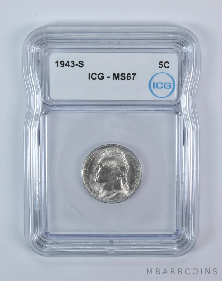 1943-S Jefferson Nickel MS67 ICG WTN War Silver