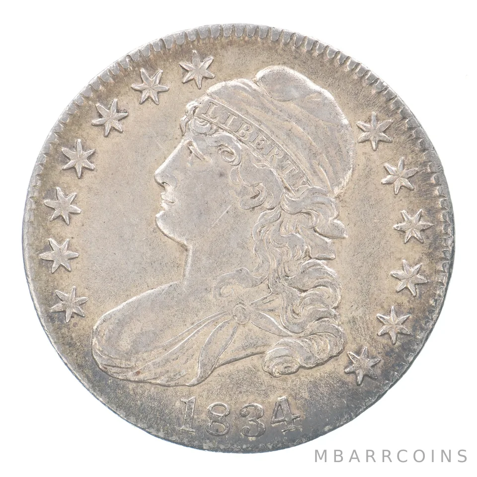 1834 Capped Bust Half Dollar Large Date Large Letters Beautiful Tone a8575