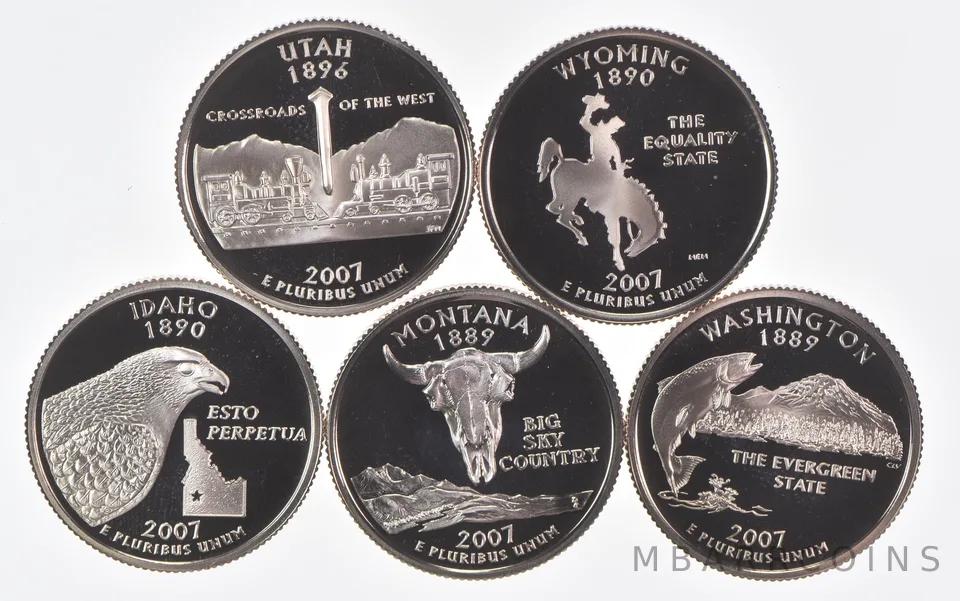 2007-S Washington State Quarters (clad) From Proof Set (5 coins)