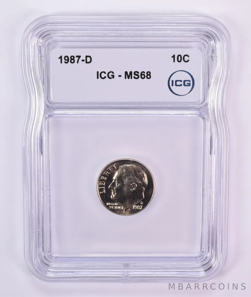 1987-D Roosevelt Dime MS68 ICG