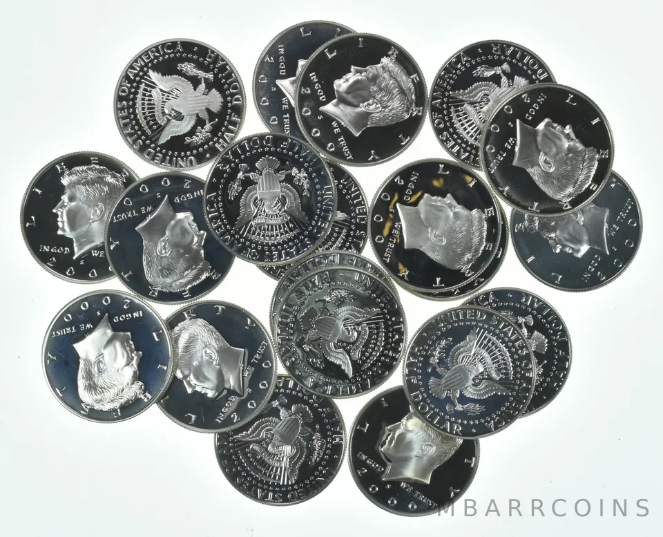 Lot (20) 2000-S Kennedy Half Dollar Proof 90% Silver $10 Face Value