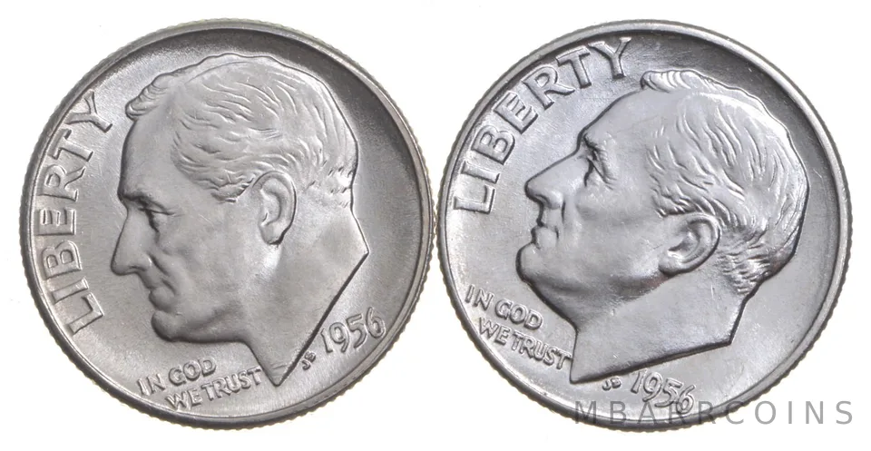 Choice Unc 1956 P+D Roosevelt Dime Gem BU Collection Lot Set