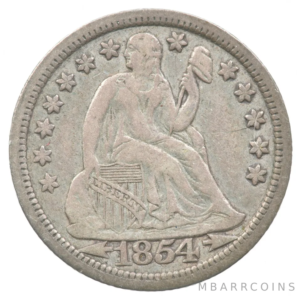 1854 Seated Liberty Dime Arrows *1835