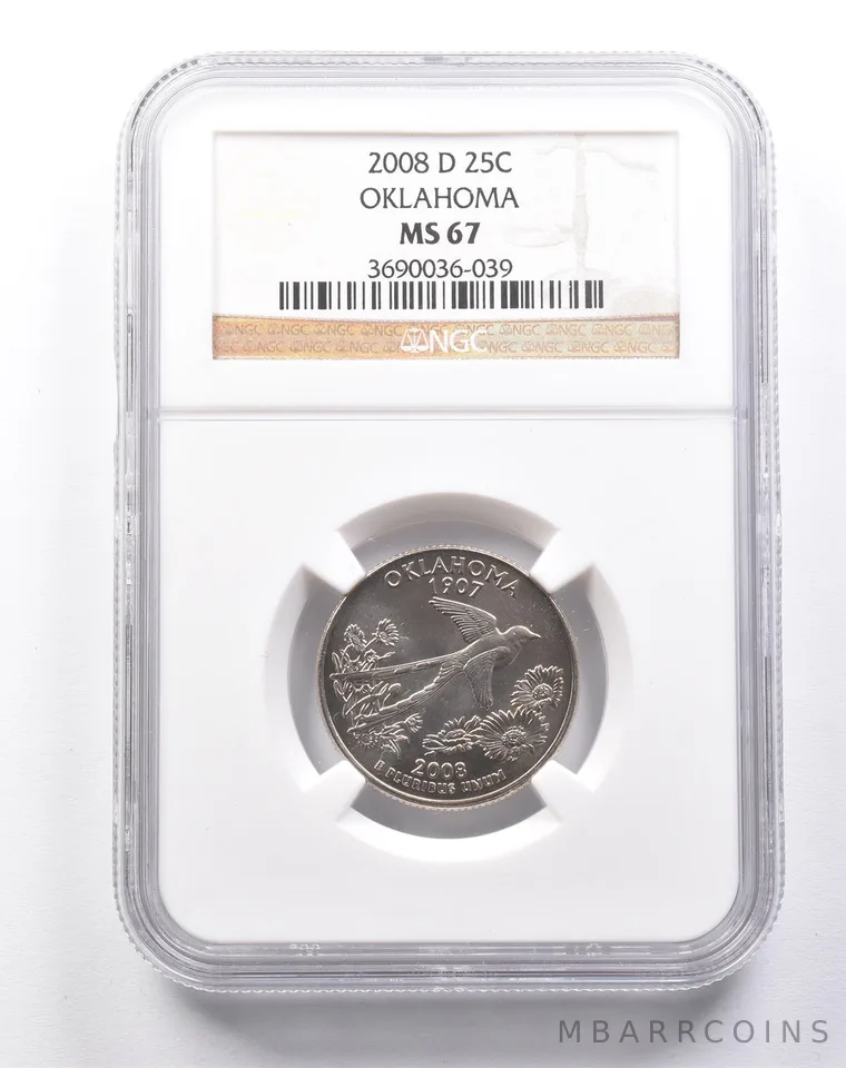 MS67 2008-D Washington State Quarter Oklahoma NGC *6173