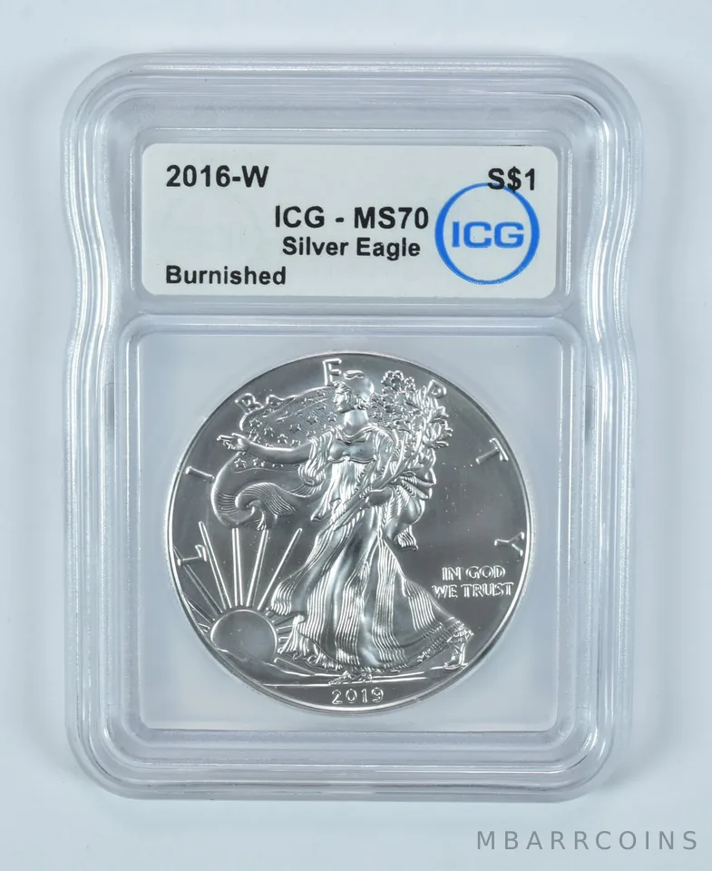 2016-W Burnished Silver Eagle MS70 ICG