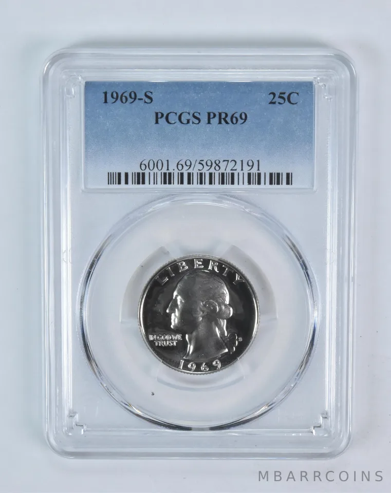 1969-S Washington Quarter PR69 PCGS Blue Label