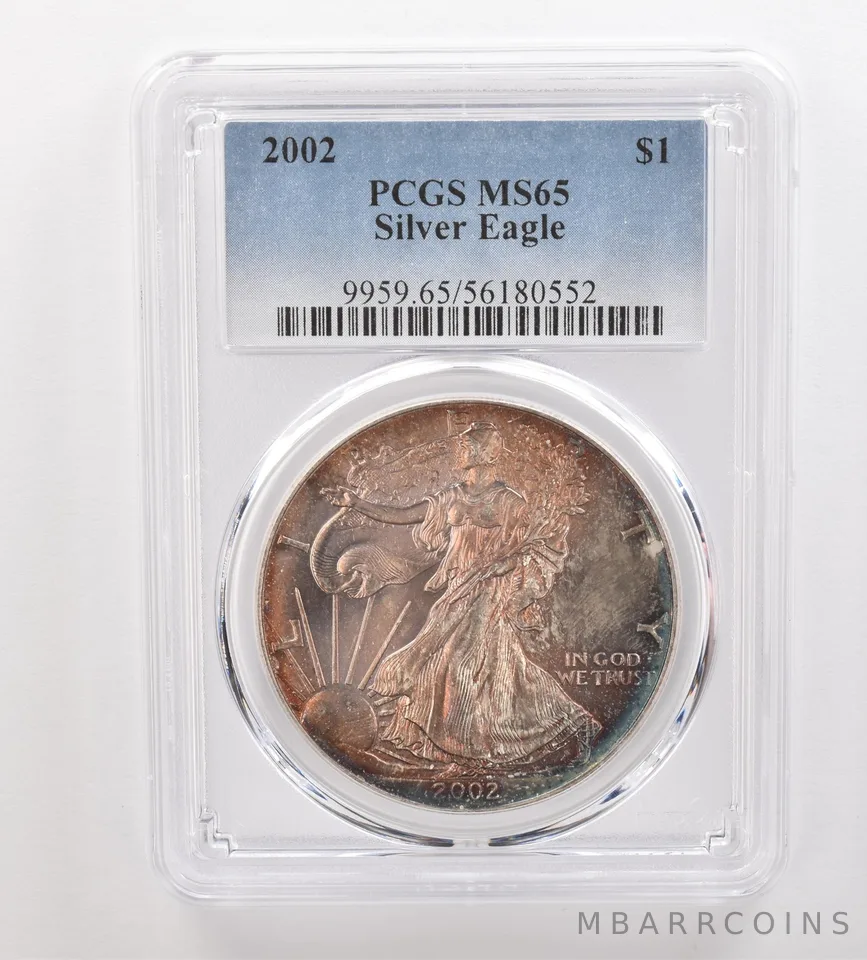 2002 American Silver Eagle MS65 PCGS Beautiful Tone *3230