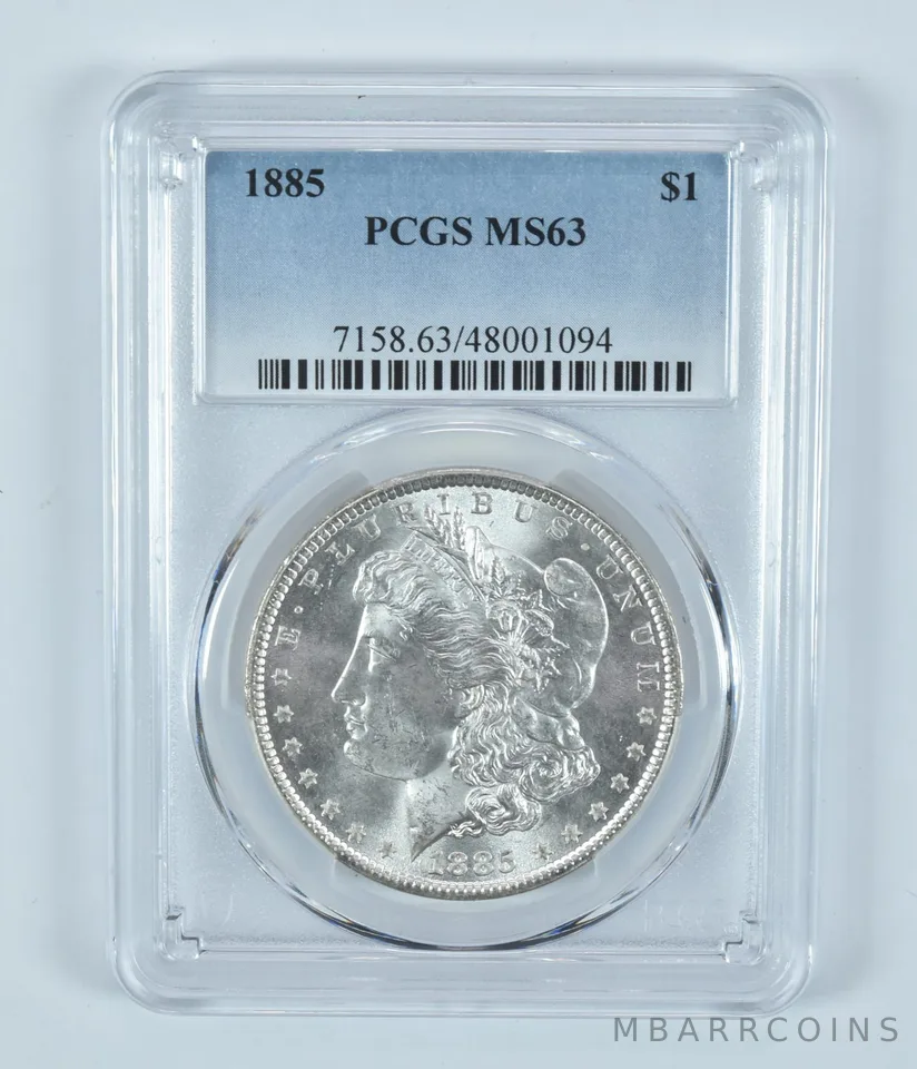 1885 Morgan Silver Dollar MS63 PCGS Blue Label