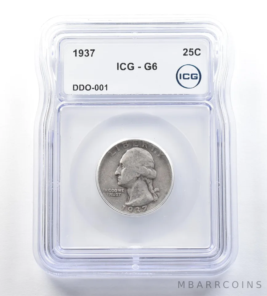 1937 Washington Quarter DDO-001 G6 ICG *0548