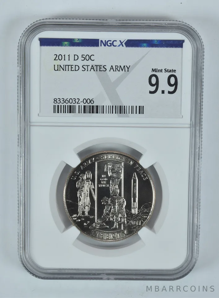 2011-D US Army Commemorative Half Dollar Mint State 9.9 NGC X NGCX