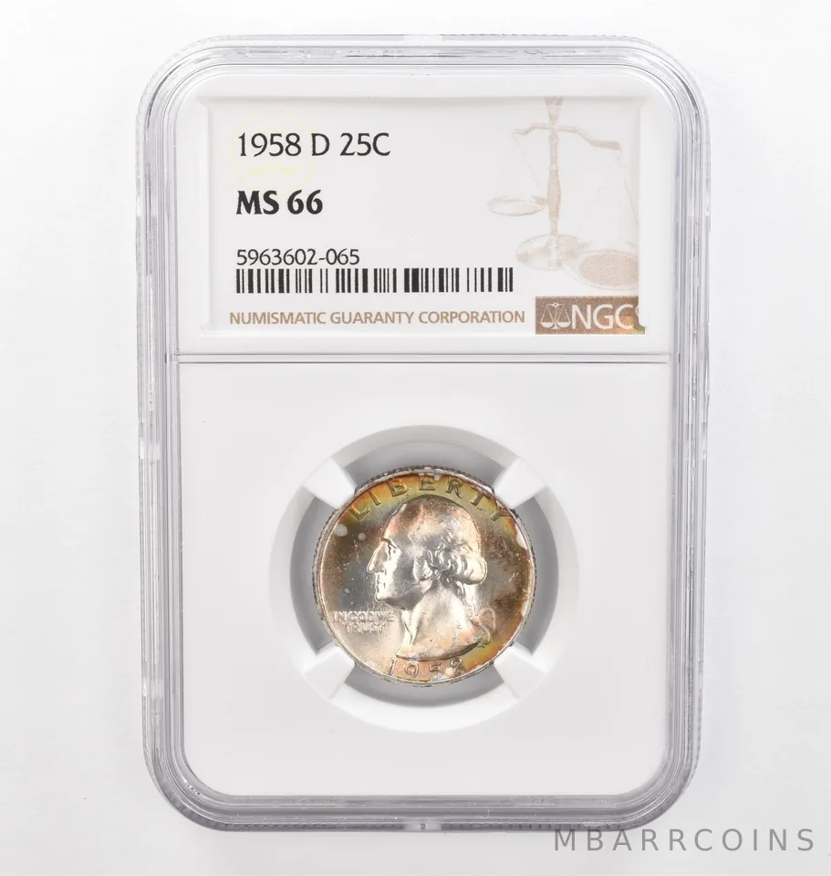 1958-D Washington Quarter MS66 NGC Beautiful Tone *2302