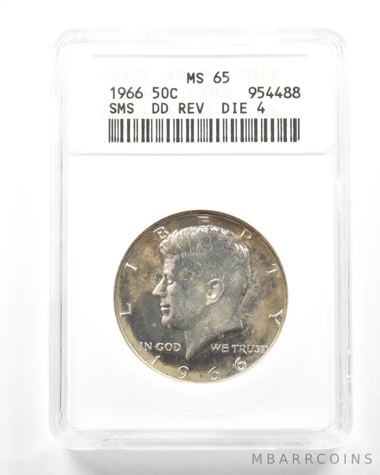 1966 Kennedy Half Dollar SMS DDR Die 4 MS65 ANACS *2081