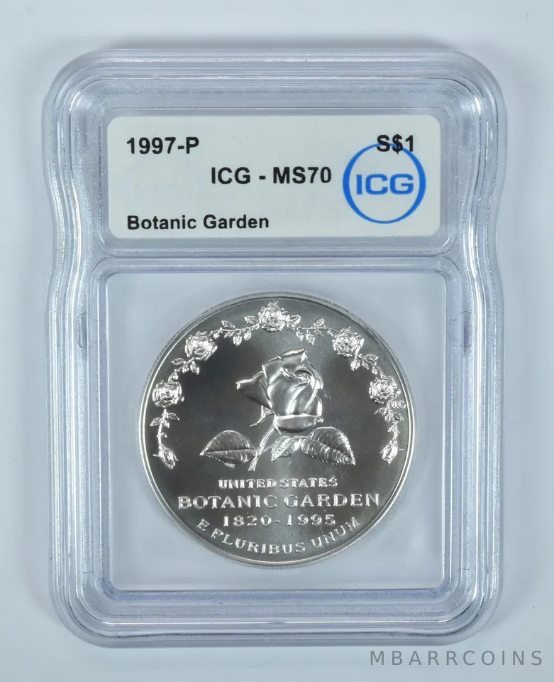 1997-P Botanic Garden Commemorative Silver Dollar MS70 ICG