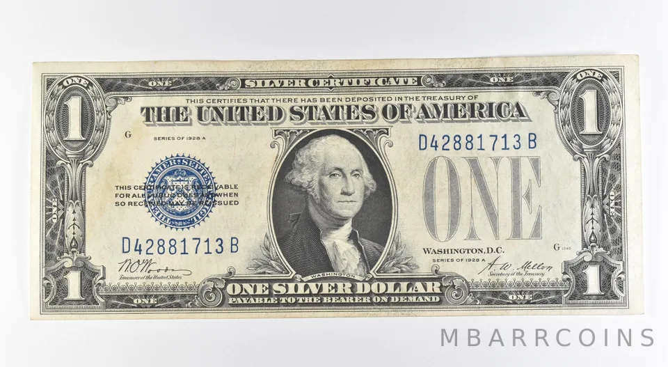 1928 A $1 Silver Certificate Blue Seal Fr#1601 *0475