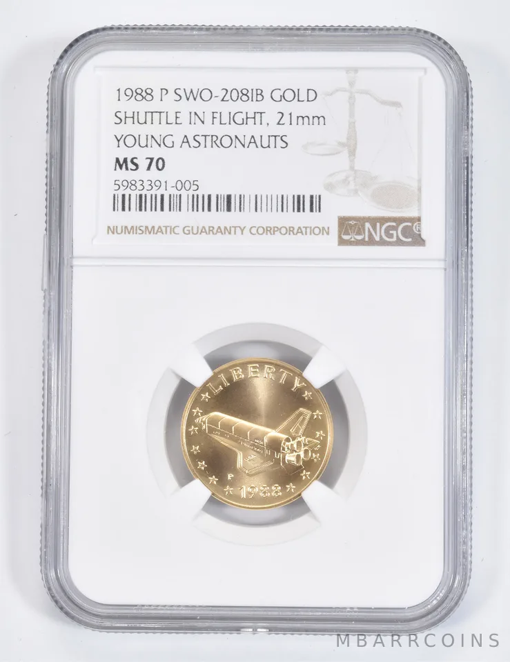MS70 1988-P Astronauts Shuttle In Flight SWO-208IB Gold US Mint NGC *8220