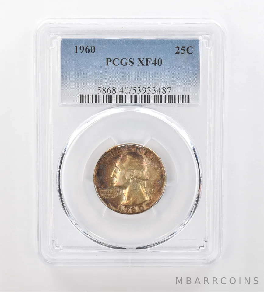 1960 Washington Quarter XF40 PCGS Beautiful Tone *0970