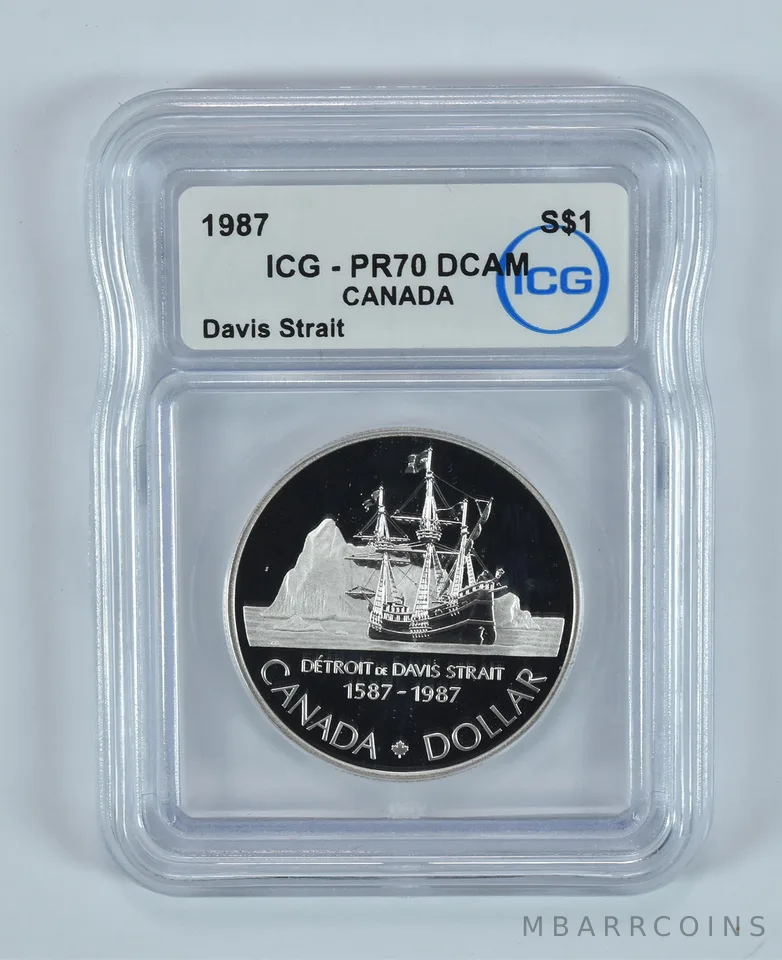 1987 Canada Silver Dollar Davis Strait PR70 DCAM ICG