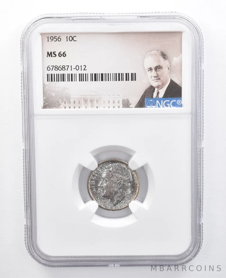 1956 Roosevelt Dime MS66 NGC Beautiful Blue Tone *7659