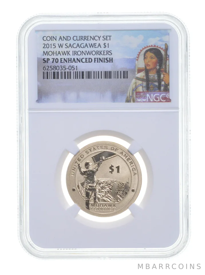 2015-W Sacagawea $1 Mohawk Ironworkers SP70 NGC Enhanced Finish