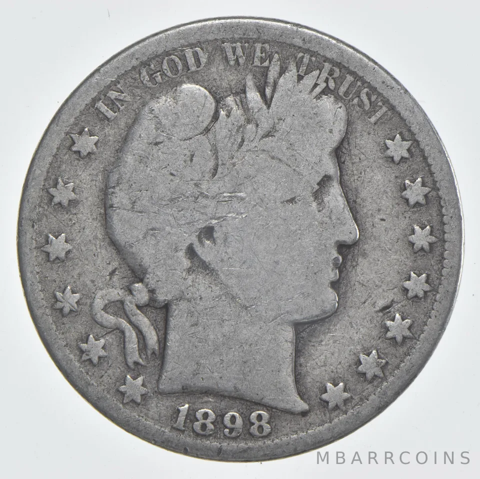 1898-S Barber Half Dollar 90% Silver VG Condition
