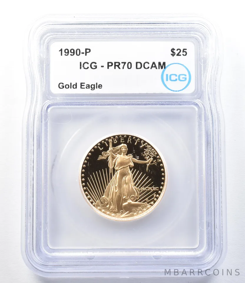 1990-P $25 American Gold Eagle 1/2 Oz Gold PR70 DCAM ICG