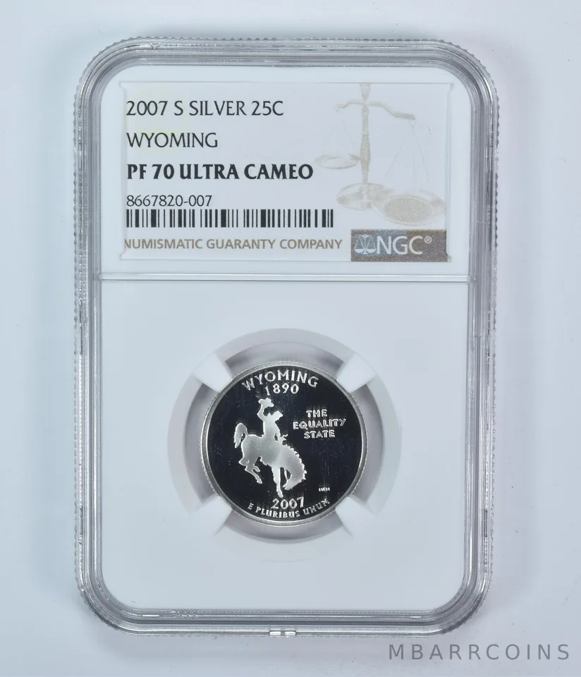 2007-S Washington State Quarter Wyoming Silver PF70 UCAM NGC Brown Label