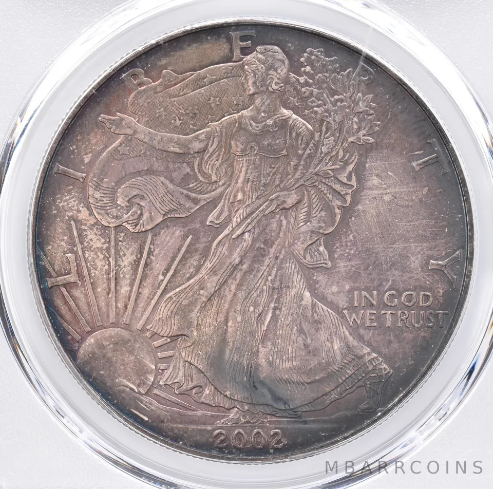 2002 American Silver Eagle MS66 PCGS Beautiful Tone *1392