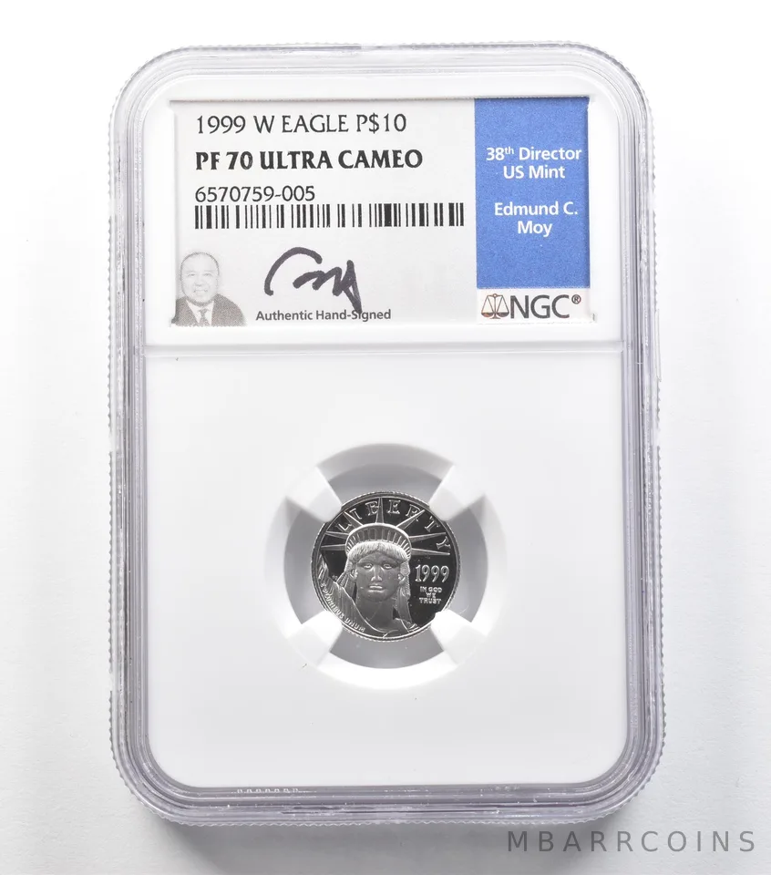 1999-W $10 American Platinum Eagle Moy 1/10 Oz Platinum PF70 UCAM NGC *7922