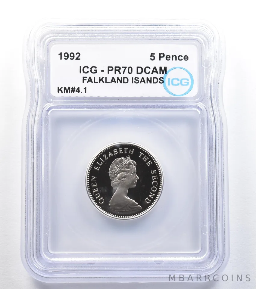 1992 Falkland Islands 5 Pence KM#4.1 PR70 DCAM ICG a7991