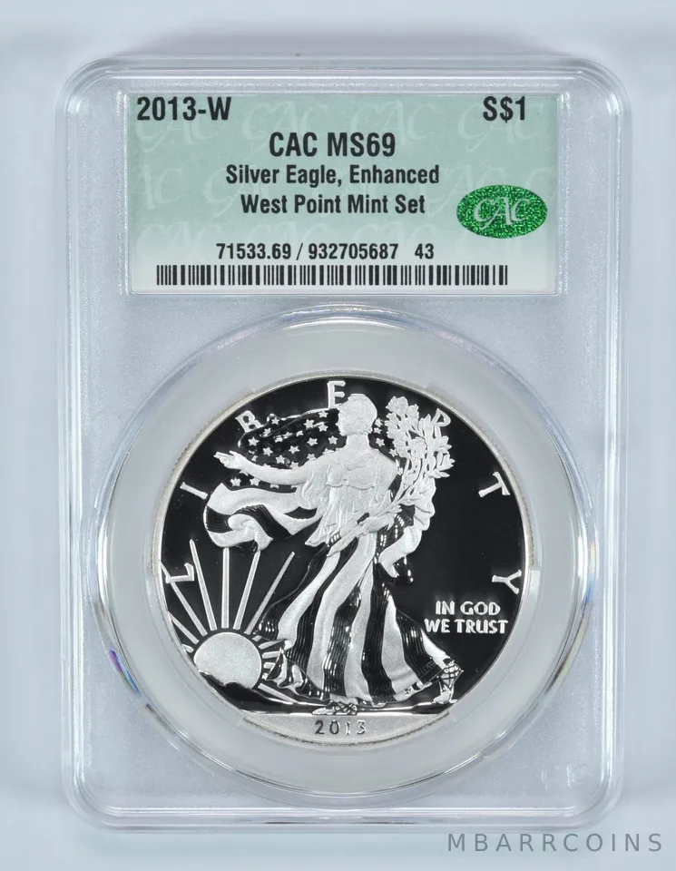 2013-W American Silver Eagle West Point Mint Set Enhanced MS69 CAC CACg