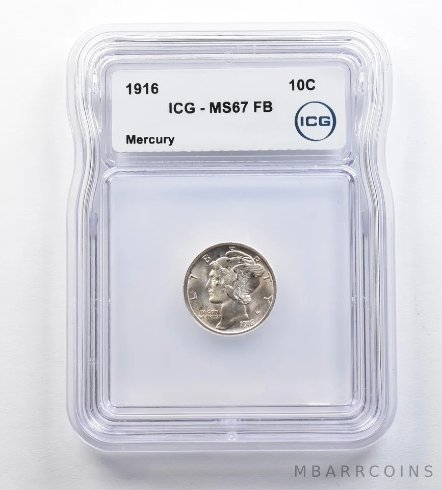 1916 Mercury Dime MS67 FB ICG *9575